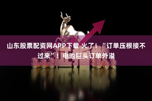 山东股票配资网APP下载 火了！“订单压根接不过来”！电池巨头订单外溢